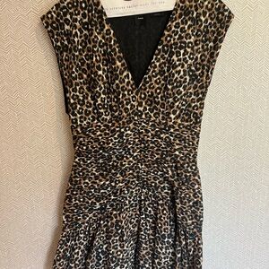 Pinko Black and Brown V-Neck Sheath Mini Dress